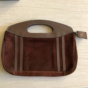 Vintage Suede & Leather Clutch | Vintage Suede Purse | Brown Retro Clutch